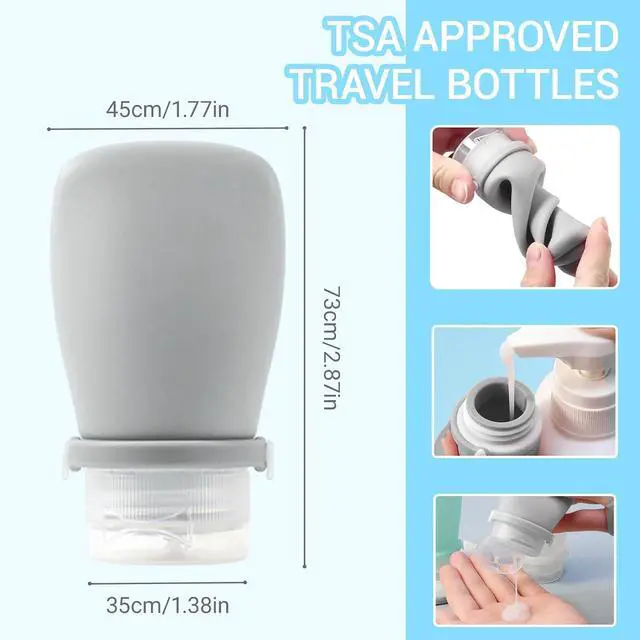 Alt view image 2 of 7 - Starfa 4 Pack Silicone Travel Bottles (1oz),Leakproof Mini Lotion Bottles & Dressing Containers with Lids,Reusable Toiletry Squeeze Tubes for Shampoo,Conditioner,and Condiments