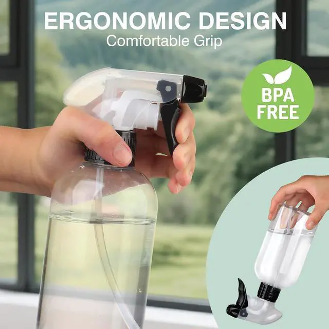 Alt view image 5 of 7 - Spray Bottles 2Pack 10oz Plastic Squirt Bottles Water Spray Bottle | Mist Stream Empty Sprayer BPA-free Refillable Container Adjustable Nozzle for Plants, Pet Training, Kitchen Cleaning