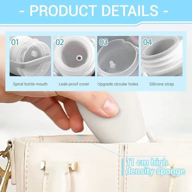 Alt view image 3 of 7 - Starfa 4 Pack Silicone Travel Bottles (1oz),Leakproof Mini Lotion Bottles & Dressing Containers with Lids,Reusable Toiletry Squeeze Tubes for Shampoo,Conditioner,and Condiments