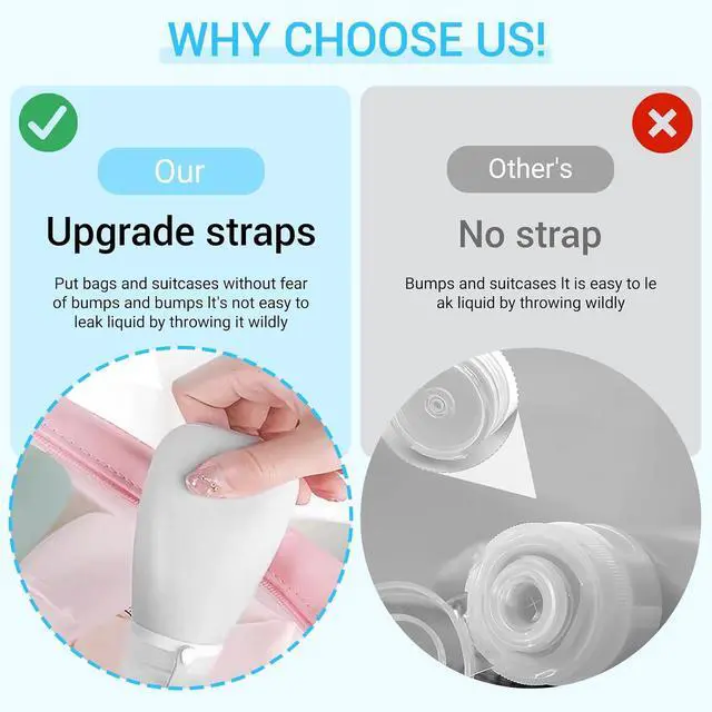 Alt view image 6 of 7 - Starfa 4 Pack Silicone Travel Bottles (1oz),Leakproof Mini Lotion Bottles & Dressing Containers with Lids,Reusable Toiletry Squeeze Tubes for Shampoo,Conditioner,and Condiments