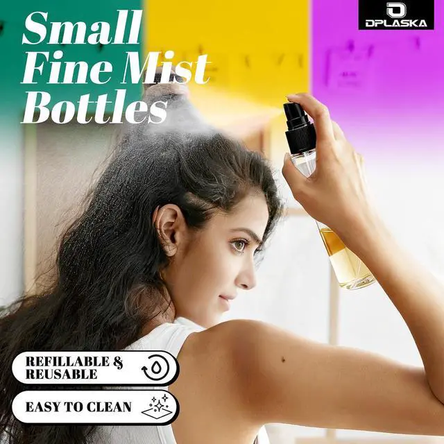 Alt view image 4 of 7 - 3 Packs 8 oz Clear Plastic Spray Bottles, Black Fine Mist Sprayer | Refillable Empty Bottles with Cap, For Essential Oils, Perfumes, Travel, Cleaning Solutions, With Labels & Funnel
