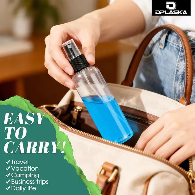 Alt view image 6 of 7 - 3 Packs 8 oz Clear Plastic Spray Bottles, Black Fine Mist Sprayer | Refillable Empty Bottles with Cap, For Essential Oils, Perfumes, Travel, Cleaning Solutions, With Labels & Funnel