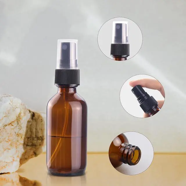 Alt view image 3 of 7 - Wedama 2 oz Mini Glass Spray Bottles, Empty Small Spray Bottles with Funnel Dropper, Fine Mist for Hair, Travel, Plants, Cleaning Solutions and Skin Care (4 Pack Amber)