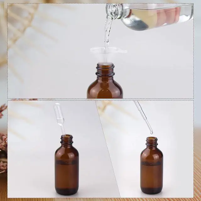 Alt view image 4 of 7 - Wedama 2 oz Mini Glass Spray Bottles, Empty Small Spray Bottles with Funnel Dropper, Fine Mist for Hair, Travel, Plants, Cleaning Solutions and Skin Care (4 Pack Amber)