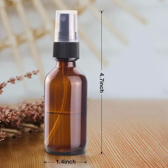 Alt view image 6 of 7 - Wedama 2 oz Mini Glass Spray Bottles, Empty Small Spray Bottles with Funnel Dropper, Fine Mist for Hair, Travel, Plants, Cleaning Solutions and Skin Care (4 Pack Amber)