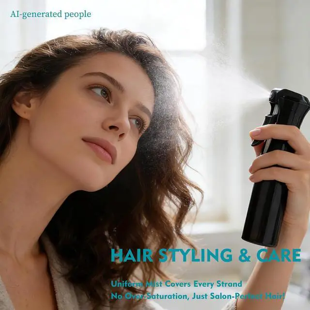 Alt view image 5 of 7 - Continuous Spray Bottle for Hair, 6.8OZ 2Pack Ultra Fine Mist Spray Bottle | Leak Proof, Pre-Compression Technology, 360° Mist Sprayer for Hair Styling, Cleaning, Watering and Pets