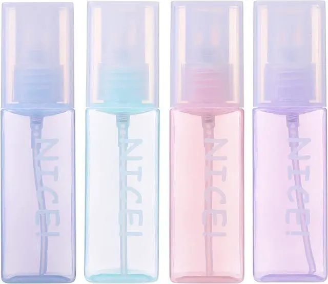 Main image of Agoder Plastic Spray Bottles 1.7oz / 50ml - Empty Fine Mist Plastic Mini Travel Bottle Set Small Refillable Liquid Containers for Travel, Perfume, Cleaning, and Makeup Cosmetic Use (4 Pcs)
