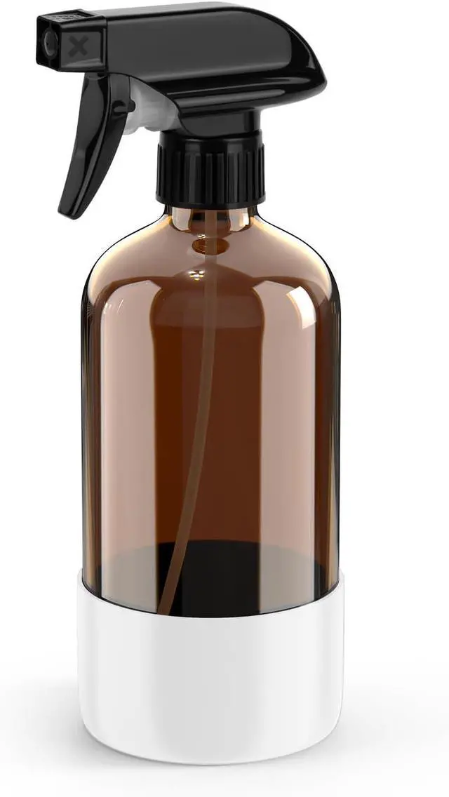 Main image of Bontip Amber Glass Spray Bottle, 16 oz with White Silicone Sleeve, 1 Pack | Refillable amber glass bottle, With protective silicone sleeve, BPA-free, UV shielding, Great for cleaning solutions,plants