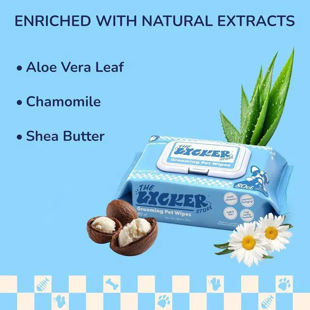 Alt view image 5 of 7 - Unscented Dog Wipes for Paws and Body, Hypoallergenic Pet Grooming with Aloe Vera Chamomile Coconut Oil Shea Butter, Hydrating Deodorizing Cleaning Puppies Cats, 80 Count PWP1000A