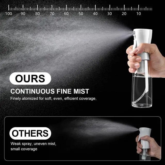 Alt view image 2 of 7 - Continuous Spray Bottle for Hair, Ultra Fine Mist Sprayer, 2 Pack | Long-Lasting Mist, Gentle Mister, Trigger Lock, for Hairstyling, Barbers, Salons, Cleaning Solutions, Planting, 2pk 6.1 Oz
