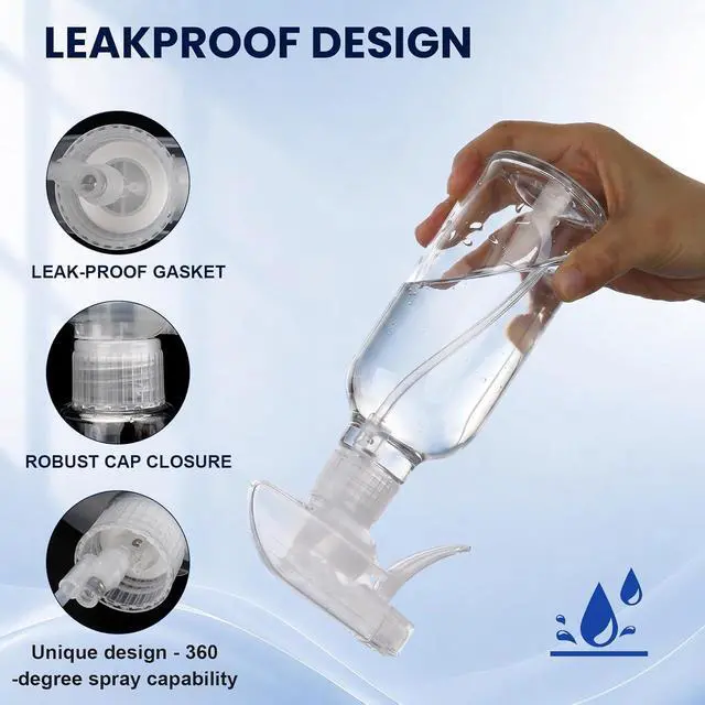 Alt view image 5 of 7 - 10oz Glass Spray Bottles 2 Pack, 360 Any-Angle Spraying