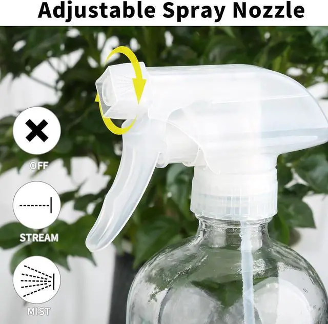 Alt view image 5 of 7 - Glass Spray Bottles (2-Pack) with Silicone Sleeve - 16oz Empty Refillable Bottles - Adjustable Nozzle for Hair, Plants, Cleaning & DIY Solutions - Mint Green & Grey