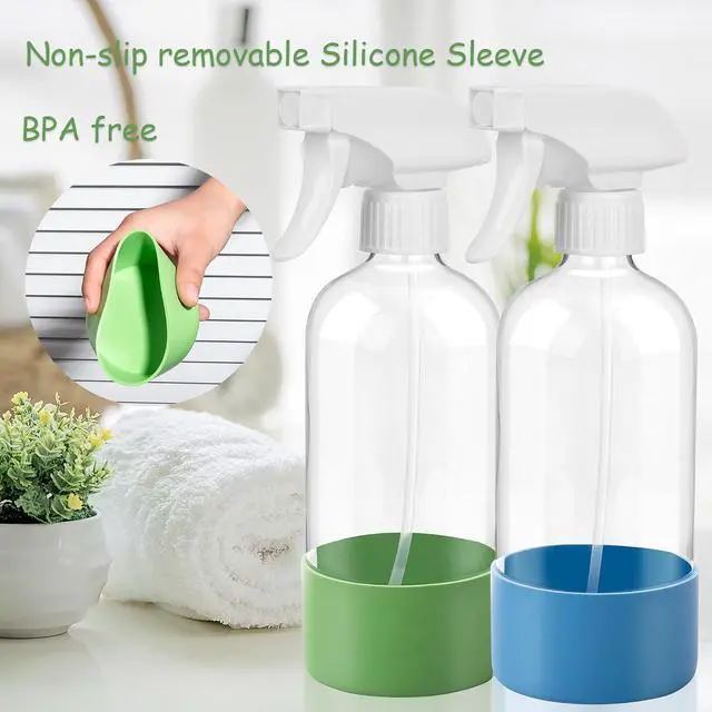 Alt view image 3 of 3 - Plastic Spray Bottle, 17oz Refillable Versatility Sprayer, Clear, 2 Pack | Adjustable Mist & Stream Nozzle For Water, Hair, Cleaning, Essential Oils, Plants, BBQ & DIY Spraying