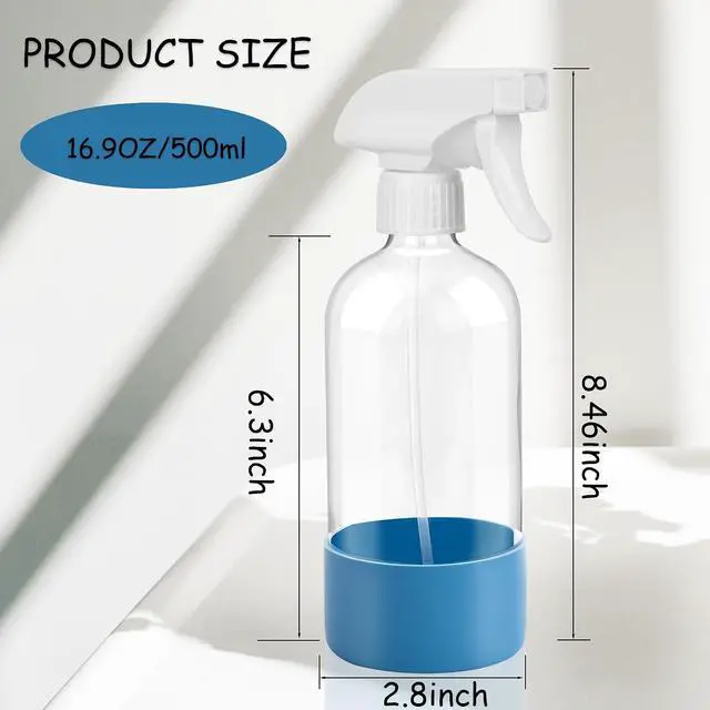 Alt view image 2 of 3 - Plastic Spray Bottle, 17oz Refillable Versatility Sprayer, Clear, 2 Pack | Adjustable Mist & Stream Nozzle For Water, Hair, Cleaning, Essential Oils, Plants, BBQ & DIY Spraying