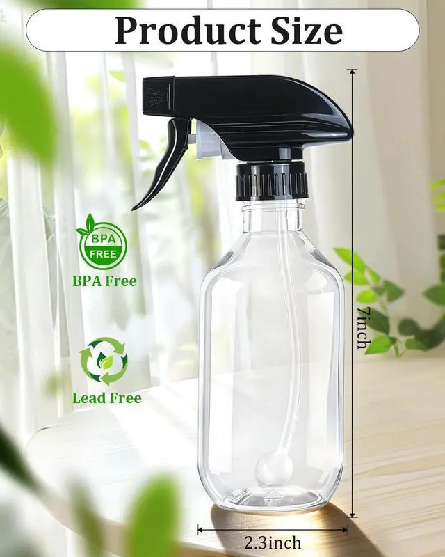 Alt view image 3 of 5 - 2 Pack 300ml Clear Spray Bottles with Adjustable Spray Nozzles | 360° Spray Nozzles