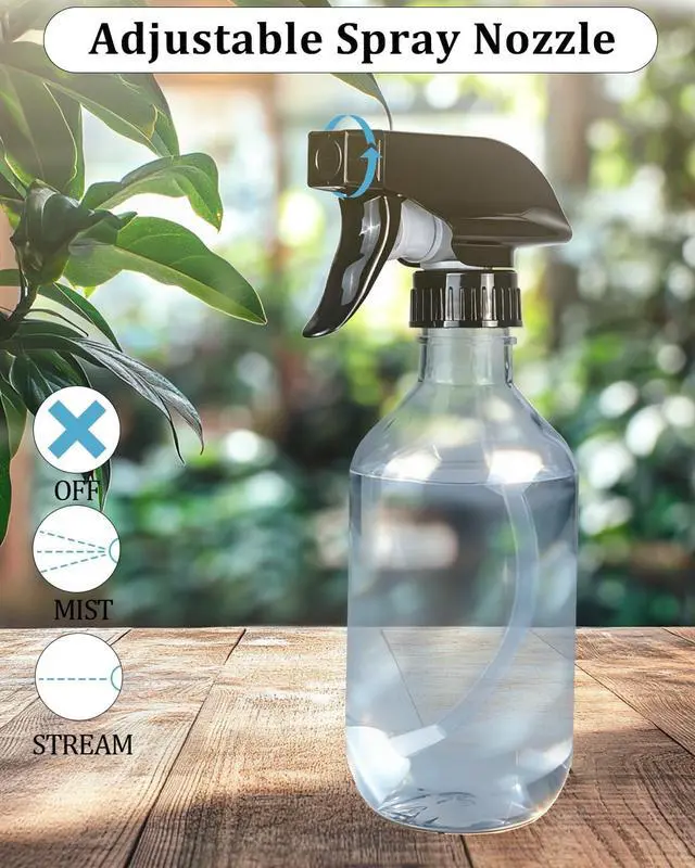 Alt view image 4 of 5 - 2 Pack 300ml Clear Spray Bottles with Adjustable Spray Nozzles | 360° Spray Nozzles