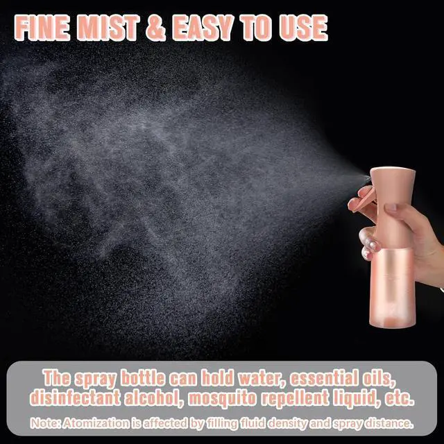 Alt view image 4 of 7 - Hair Spray Bottle, Fine Mist Refillable Spray Container,Ultra-Fine Continuous Spray Bottle for Skincare, Plant Care, Pet Grooming, Cleaning