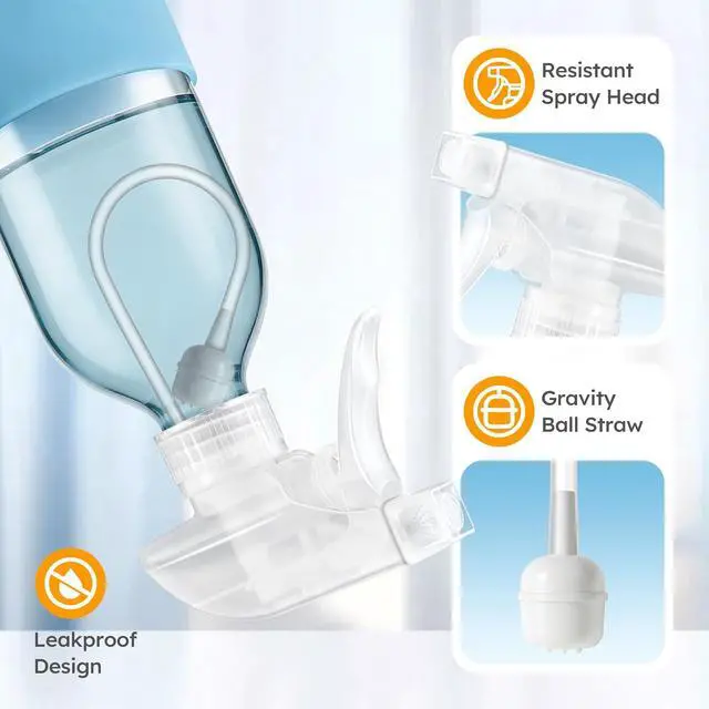 Alt view image 4 of 7 - Tecohouse 360° 8 oz Clear Glass Spray Bottles with Silicone Sleeve 2 Pack | 360° All-Angle Spray, Nonslip Silicone Protective Covers, for Cleaning Solutions, Plants, Hair Care (Black & Brown)