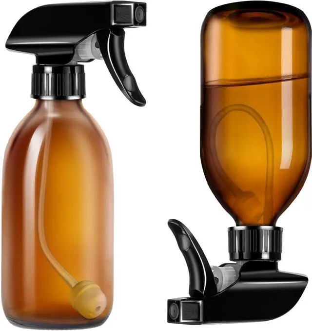 Main image of Tecohouse 360° 8 OZ Amber Glass Spray Bottles 2 Pack | 360° All-Angle Spray, Leakproof, Empty Refillable Containers for Cleaning Solutions, Plants, Facial Hydration, Hairs Care,
