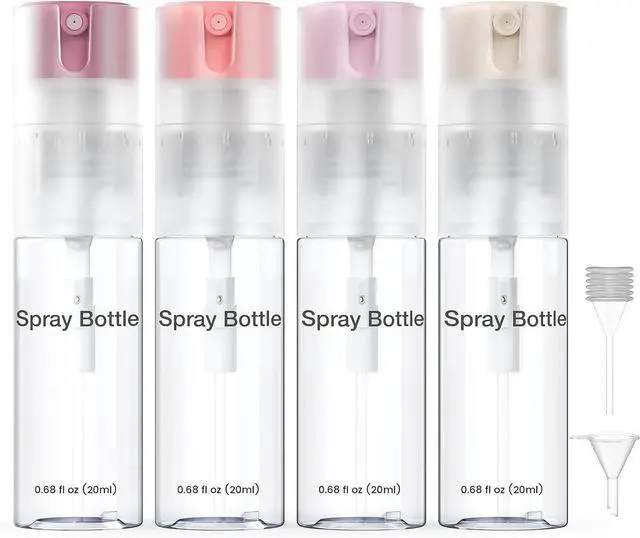 Main image of 4 Pack Refillable Spray Bottle, Reversible Small Empty Spray Bottle with Fine Mist, Leak Proof - for Cleaning Solutions, Mosquito prevention, Face & Hair Mist - 4pk 0.68 OZ / 20 ML