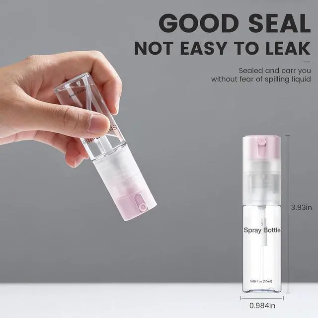 Alt view image 4 of 7 - 4 Pack Refillable Spray Bottle, Reversible Small Empty Spray Bottle with Fine Mist, Leak Proof - for Cleaning Solutions, Mosquito prevention, Face & Hair Mist - 4pk 0.68 OZ / 20 ML