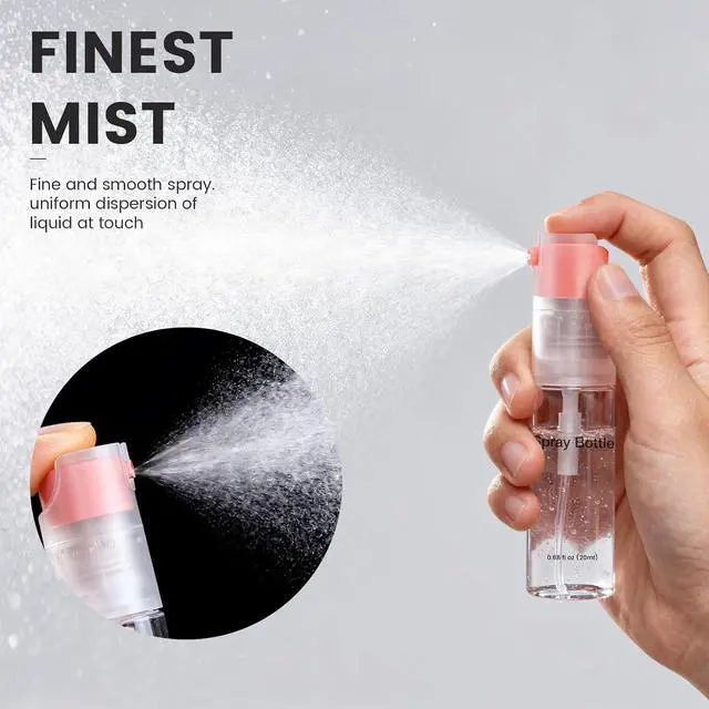 Alt view image 5 of 7 - 4 Pack Refillable Spray Bottle, Reversible Small Empty Spray Bottle with Fine Mist, Leak Proof - for Cleaning Solutions, Mosquito prevention, Face & Hair Mist - 4pk 0.68 OZ / 20 ML