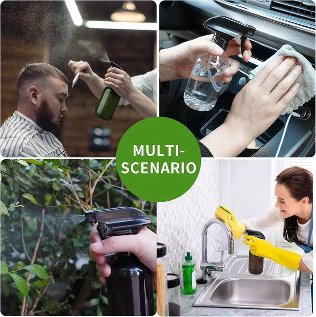 Alt view image 5 of 6 - Arkeiliy 2-Pack Leakproof Spray Bottles (300ml/10oz) - Adjustable Nozzle for Fine Mist & Jet Stream | Premium Refillable Plastic Bottles for Hair Styling, Plant Misting, Cleaning Solutions (Clear)