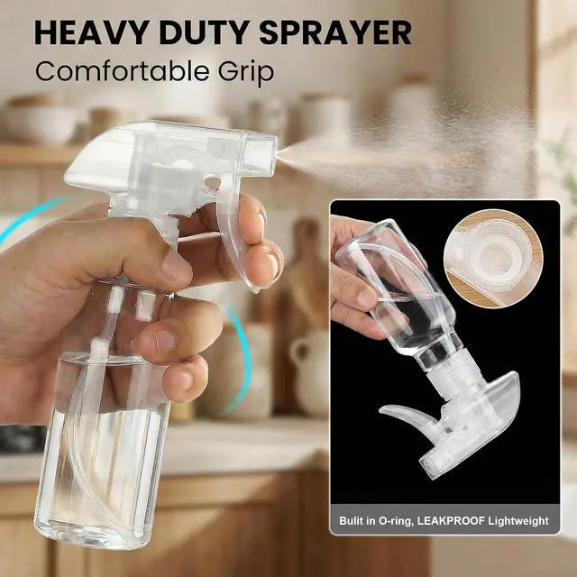 Alt view image 2 of 6 - Plastic Spray Bottles 4oz/120ml 2 Pack, Small Mist/Stream Spraying | Heavy Duty Adjustable Three-mode Spray Nozzle, Empty Bottles for Cleaning, Plants & Hair Care
