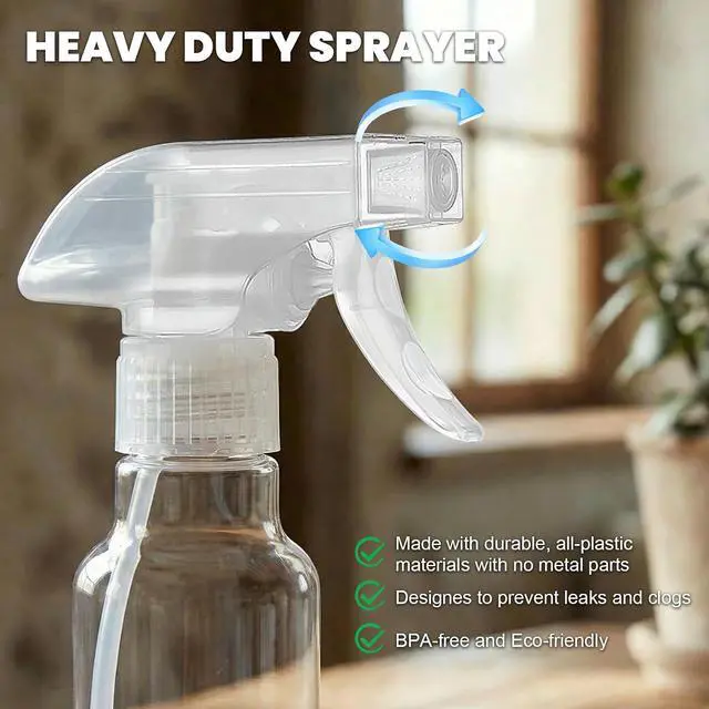 Alt view image 4 of 6 - Plastic Spray Bottles 4oz/120ml 2 Pack, Small Mist/Stream Spraying | Heavy Duty Adjustable Three-mode Spray Nozzle, Empty Bottles for Cleaning, Plants & Hair Care