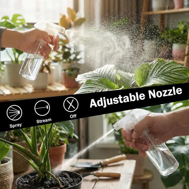 Alt view image 5 of 6 - Plastic Spray Bottles 4oz/120ml 2 Pack, Small Mist/Stream Spraying | Heavy Duty Adjustable Three-mode Spray Nozzle, Empty Bottles for Cleaning, Plants & Hair Care
