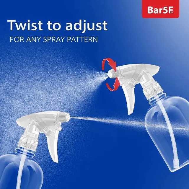 Alt view image 4 of 6 - Bar5F Plastic Spray Bottle, 16 oz | Leak Proof, Empty, Clear, Trigger Handle, Adjustable Fine to Stream Output, Refillable