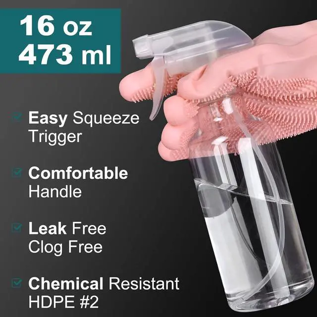Alt view image 4 of 7 - Plastic Spray Bottles, 16.9oz/2Pack,Adjustable Spray Bottles for Cleaning, Empty Spray Bottle For Hair, Plants, Pet, Vinegar, Cooking,Cleaning Solutions (2)