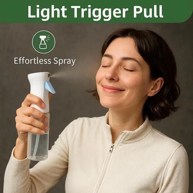 Alt view image 4 of 7 - 2-Pack Continuous Fine Mist Spray Bottle for Hair - Patented Ultra-Fine Mist for Hairstyling, Cleaning, Plants, and More - BPA-Free, Leak-Proof, 360° Spray, Durable - White (300 ml/10.1oz)