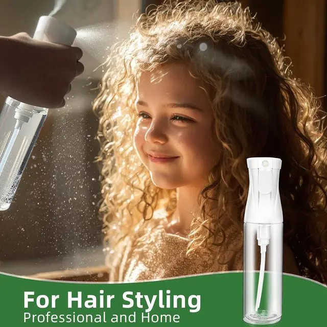Alt view image 3 of 7 - 2-Pack Continuous Fine Mist Spray Bottle for Hair - Patented Ultra-Fine Mist for Hairstyling, Cleaning, Plants, and More - BPA-Free, Leak-Proof, 360° Spray, Durable - White (300 ml/10.1oz)