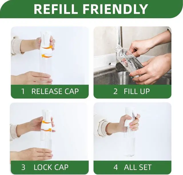 Alt view image 6 of 7 - 2-Pack Continuous Fine Mist Spray Bottle for Hair - Patented Ultra-Fine Mist for Hairstyling, Cleaning, Plants, and More - BPA-Free, Leak-Proof, 360° Spray, Durable - White (300 ml/10.1oz)