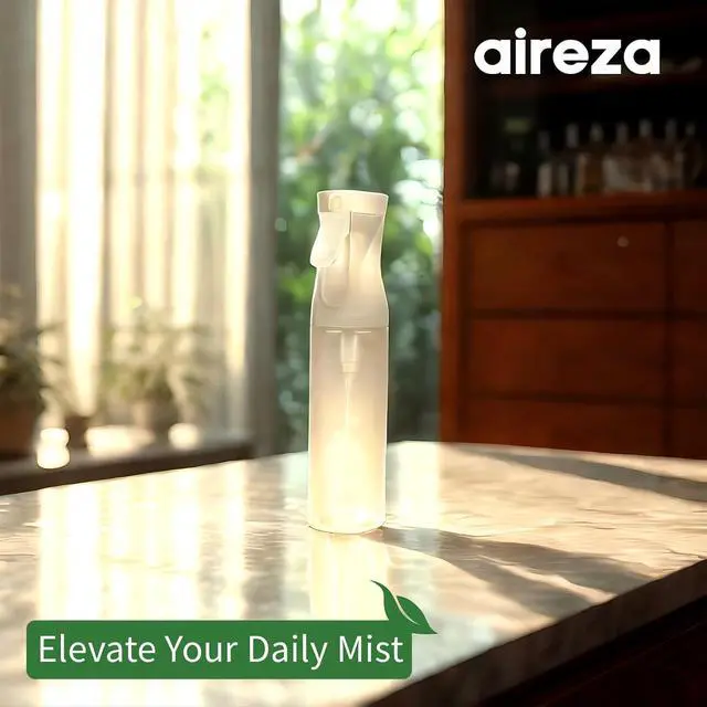 Alt view image 7 of 7 - 2-Pack Continuous Fine Mist Spray Bottle for Hair - Patented Ultra-Fine Mist for Hairstyling, Cleaning, Plants, and More - BPA-Free, Leak-Proof, 360° Spray, Durable - White (300 ml/10.1oz)