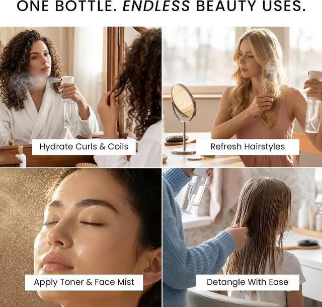 Alt view image 7 of 7 - Continuous Spray Bottle for Hair Slim Design - Fine Mist Water Sprayer for Hairstyling, Curly Hair Refillable Mister Bottle with 360 Spray Travel Size Hair Water Bottle