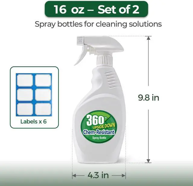 Alt view image 3 of 7 - T4U Spray Bottles for Cleaning 16 oz 2 Pack, Empty Mist Sprayers | Adjustable nozzle delivers fine mist or stream for plants, hair, household solutions, gardening, salon and everyday cleaning
