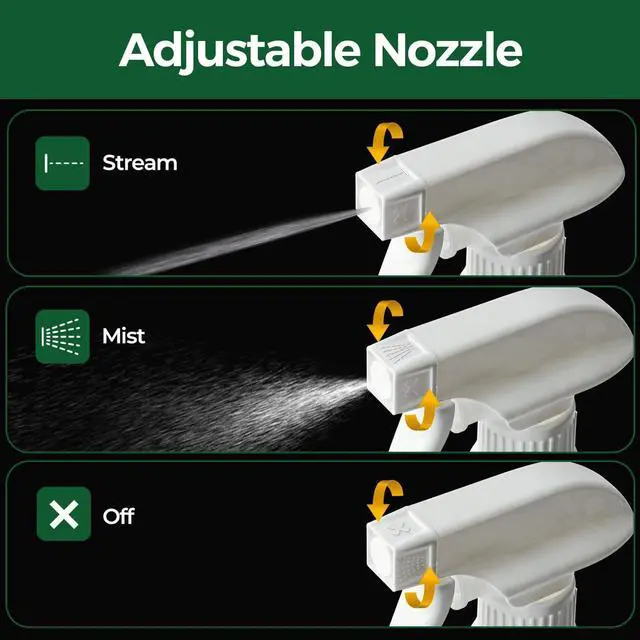 Alt view image 5 of 7 - T4U Spray Bottles for Cleaning 16 oz 2 Pack, Empty Mist Sprayers | Adjustable nozzle delivers fine mist or stream for plants, hair, household solutions, gardening, salon and everyday cleaning