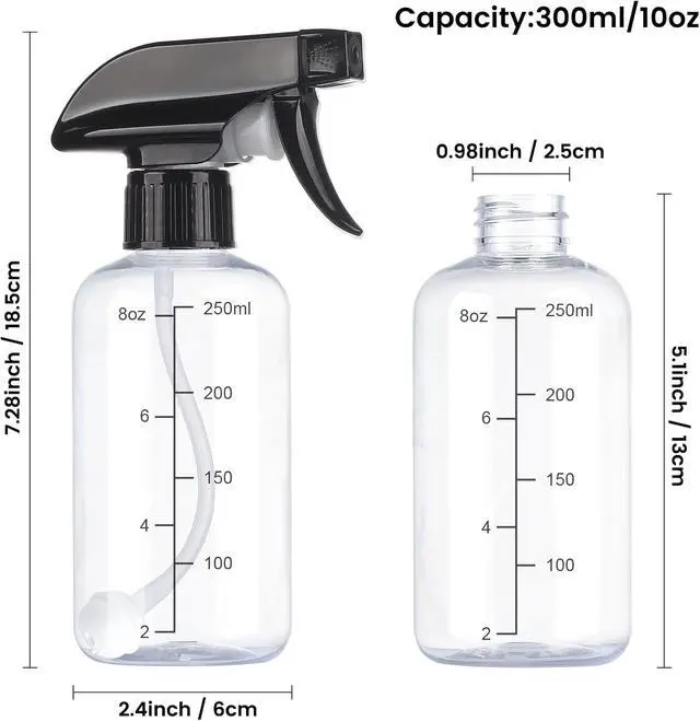 Alt view image 2 of 7 - Spray Bottles 2 Pack 10oz 360° Any-Angle Spraying for Cleaning | Plastic Water Spray Bottle Fine Mist Empty Small Squirt Bottle Upside Down Containers BPA Free for Hair Plant Cooking Pet