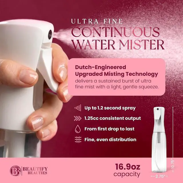 Alt view image 2 of 7 - BeautifyBeauties Continuous Spray Bottle for Hair, 16.9 oz Mister Spray | Perfect for barbers, salons, household cleaning, watering plants, pet care, ironing & essential oil scents