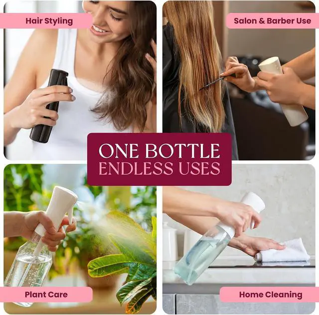 Alt view image 4 of 7 - BeautifyBeauties Continuous Spray Bottle for Hair, 16.9 oz Mister Spray | Perfect for barbers, salons, household cleaning, watering plants, pet care, ironing & essential oil scents