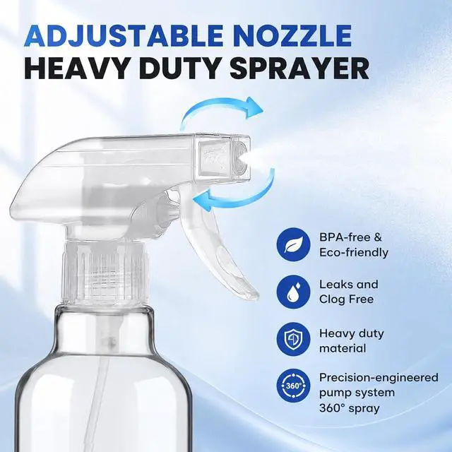 Alt view image 3 of 7 - 10oz Glass Spray Bottles 2 Pack, 360 Any-Angle Spraying