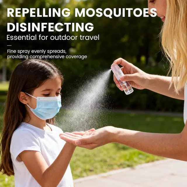 Alt view image 6 of 7 - 4 Pack Refillable Spray Bottle, Reversible Small Empty Spray Bottle with Fine Mist, Leak Proof - for Cleaning Solutions, Mosquito prevention, Face & Hair Mist - 4pk 0.68 OZ / 20 ML