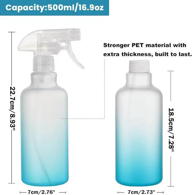 Alt view image 3 of 7 - 16.9oz Plastic Spray Bottles 2 Pack, 360° Any-Angle Spraying