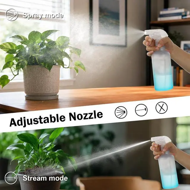 Alt view image 6 of 7 - 16.9oz Plastic Spray Bottles 2 Pack, 360° Any-Angle Spraying