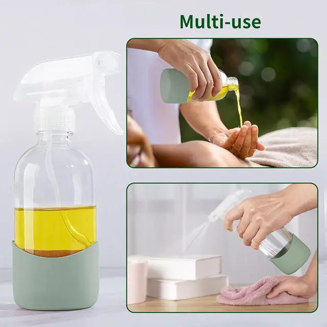 Alt view image 7 of 7 - HOMBYS 8 Oz Empty Clear Glass Spray Bottles with Silicone Sleeve Protection Refillable Containers for Cleaning Solutions, Essential Oils, Misting Plants - Quality Sprayer - 1 Pack Boston Bottles