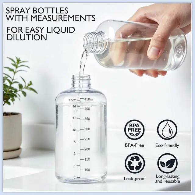 Alt view image 3 of 7 - Spray Bottles 2 Pack 10oz 360° Any-Angle Spraying for Cleaning | Plastic Water Spray Bottle Fine Mist Empty Small Squirt Bottle Upside Down Containers BPA Free for Hair Plant Cooking Pet