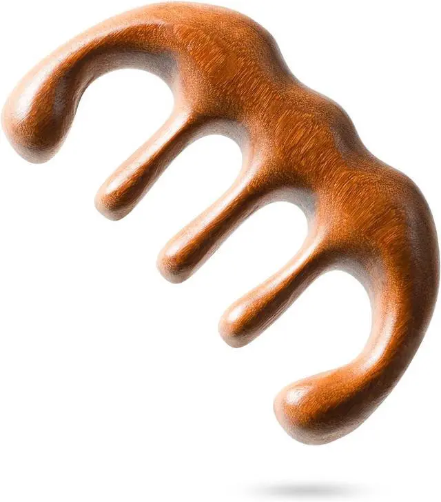 Main image of Sandalwood Wide Tooth Comb and Scalp Massager, Anti-Static | Wide teeth ease through tangles, while the contoured massage edge stimulates the scalp for a calmer grooming routine.