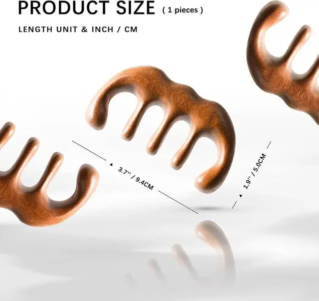 Alt view image 2 of 5 - Sandalwood Wide Tooth Comb and Scalp Massager, Anti-Static | Wide teeth ease through tangles, while the contoured massage edge stimulates the scalp for a calmer grooming routine.